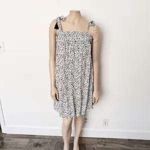 [Old Navy] White Black Floral Print Tassel Tie Straps Swing Dress Size Medium M thumbnail 2