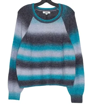 NWT BB Dakota Sweater Wool Boho Cozy Casual Fuzzy Casual Ombre‎ Stripe Blue XXL thumbnail 1