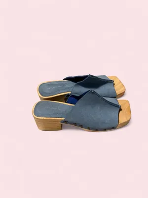 Made in Spain Navy Suede Block Heel Mules thumbnail 2