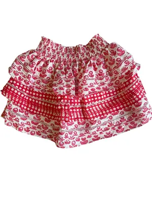NWT Roller Rabbit for Target Red Floral Tiered Mini Skirt Smocked Eyelet Sz XS thumbnail 3