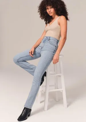 Abercrombie The 90’s Slim Straight Ultra High Rise Jeans thumbnail 5