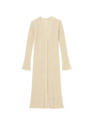Uniqlo GU Loop Boucle Yarn Semi-Sheer Long Cardigan Beige thumbnail 5