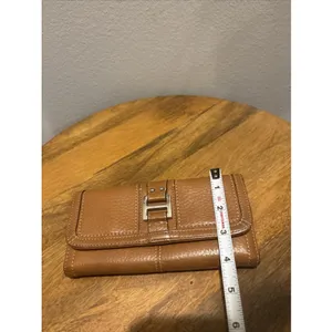 FOSSIL Brown Pebbled Leather~Trifold Wallet‎ w/Buckle & Stitch Design~Women's thumbnail 11