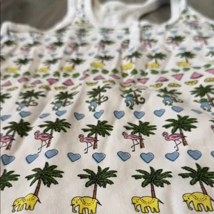 Roller Rabbit White Pima cotton printed tank dress pajamas lounge XS tropical thumbnail 3
