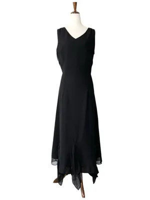 VINTAGE PHOOL Ruffled Maxi Dress Black Size XL thumbnail 3