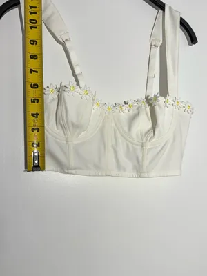 Urban Outfitters White Daisy-Trim Longline Bralette thumbnail 10