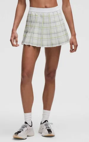 Lululemon High Rise Pleated Tennis Skirt Match Plaid Mini White Multi Size 12 thumbnail 1