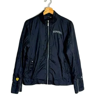 Ferrari black windbreaker style puma zip up car jacket size small nylon cars thumbnail 1