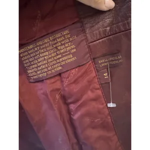 Vtg‎ Etienne Aigner Leather retro Jacket Sz 14 Burgundy Belted Button Front thumbnail 5