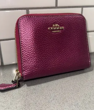 Metallic wine zip around Coach wallet thumbnail 1