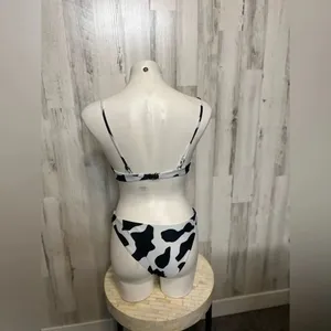 3-Piece Cow Print Bikini Set with Matching Mesh Sarong Women’s Small thumbnail 4