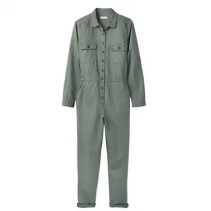 NWT Outerknown Utility Sea Button Front Long Sleeve Jumpsuit Green Medium thumbnail 3