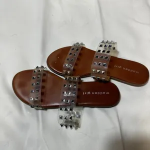 Sh33. Madden Girl brown studded slides thumbnail 2
