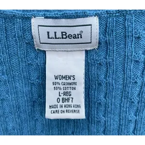 VTG LL Bean Cable Sweater Vest L-REG Wool/Cashmere Cable Knit Teal Green Preppy thumbnail 11
