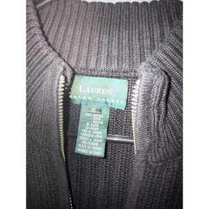 Lauren Ralph Lauren Black Ribbed Cotton Full Zip Mock Neck Sweater Vest XL thumbnail 2
