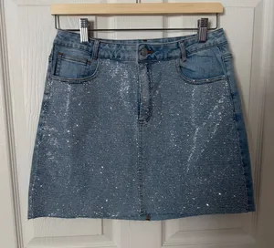 NWT Sparkle Light Blue Denim Skirt blue b rhinestone small thumbnail 1