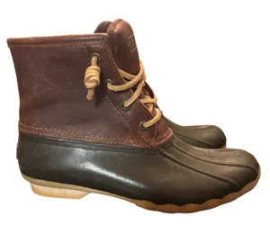 Sperry Top Sider Waterproof Duck Boot Women's Size‎ 7.5 Leather Rubber Brown thumbnail 1
