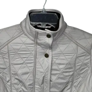 Barbour Cavalry Polarquilt Jacket Womens 6 Beige Quilted Full Zip Riding Coat‎ thumbnail 2