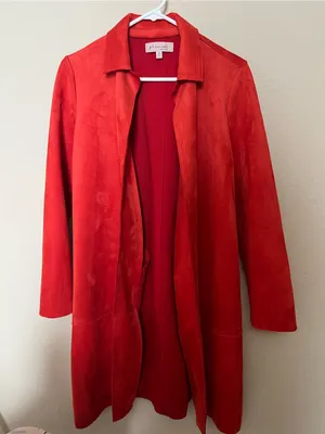 Philosophy Bold Red Suede Long Trench Coat thumbnail 2