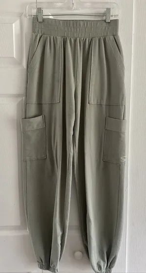 Shore High‎ Rise Cargo Jogger Sage Green Cotton Blend Utility Pants Size XS USA thumbnail 1