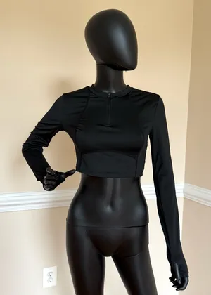 Gym Top T-shirt Crop Top Blouse Cover Up Tee Long Sleeve Sport Tee Slim Fit Top thumbnail 1