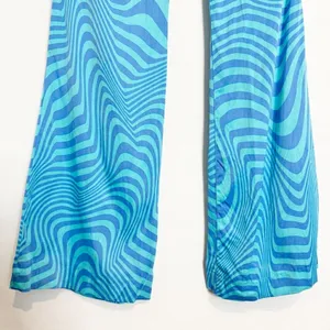 Zara Pants Size XS Blue Satin High Rise Side Tie Flare Leg Trouser 90s Blokette‎ thumbnail 10