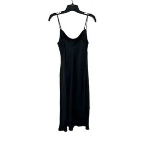 Aritzia Babaton Black Satin Slip Dress Textured Minimalist Chic Sz XS‎ thumbnail 2