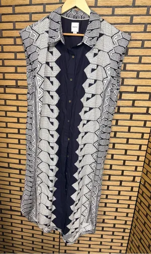 Maeve navy and beige shirt midi dress size XL thumbnail 1