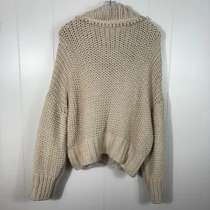 Free People My Only Sunshine Beige Chunky Knit Cowl Neck Sweater Large L Boho thumbnail 6