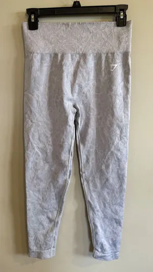 Gymshark Adapt Seamless Leggings Light Grey Marl‎ Textured Cropped Size L thumbnail 1