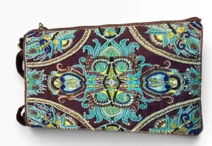 Embellished Beaded Crossbody Bag in Deep Plum and Teal thumbnail 1