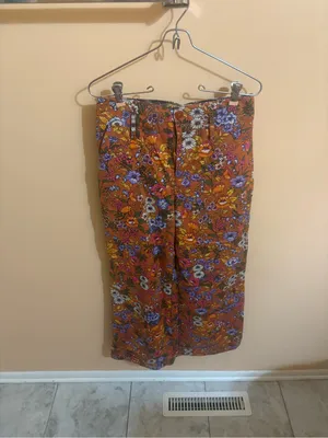 Anthropologie Maeve Orange Floral Wide Leg Trouser Pants thumbnail 2
