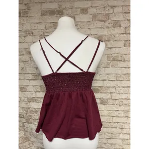 Vtg Rue 21‎ Babydoll Cami Tank Top Large Lace Y2K Boho Fairy Grunge Red thumbnail 4