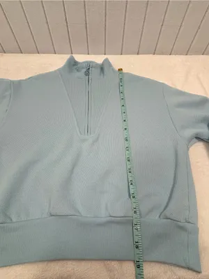 Victoria's Secret Cropped Light Blue Half-Zip Pullover Sweatshirt Size XS thumbnail 10
