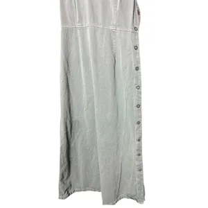 One‎ World Maxi Dress Women Medium Green Vintage Button Side Cross Back Cotton thumbnail 3