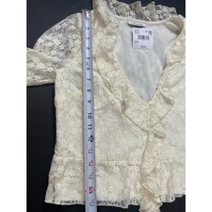 NWT American Eagle Lace Crop Top XS Ivory Sheer Fairy Boho Y2K Bell Sleeve thumbnail 8