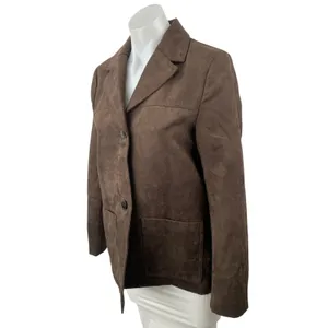 H&M Women's Brown Long Sleeve Button Up Notch Lapel Blazer Coat Jacket Size XS thumbnail 2