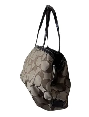 Coach Khaki and Mahogany Stripe Signature Kisslock Carryall Bag F19190 thumbnail 2