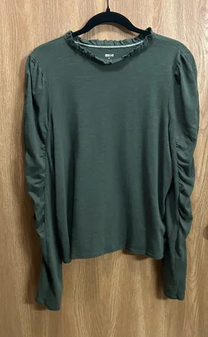 Maeve by Anthropologie Ruched Long Sleeve Ruffle Top thumbnail 1