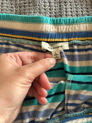 Max Studio Tie Waist Stripe Midi Skirt in Blue, Teal, Navy & Cream | Size Large thumbnail 5