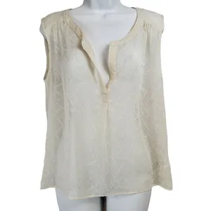 American Eagle Outfitters Cream Textured‎ Gauze V Neck Sleeveless Blouse Top S thumbnail 10