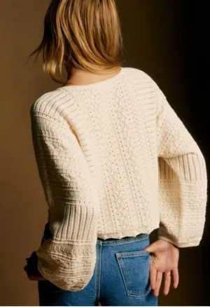 SEZANE Manuela Jumper Cardigan Top Shirt Natural Size L Large thumbnail 2