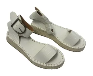 Qupid Womens White Croc Embossed Vegan Leather Platform‎ Espadrille Sandals Sz 8 thumbnail 1