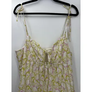 NWOT ASTR The Label Tie Strap Tiered Maxi Dress Size Large Green Pink Floral thumbnail 7