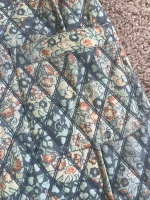 Free People Mini Skirt Quilted Darla Sz X-Small baby blue Floral Pockets Boho cottage core thumbnail 8
