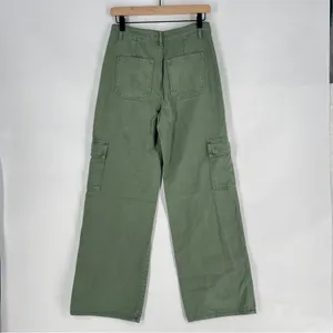 Vervet Cargo Wide Leg Jeans Army Green High Rise Utility 100% Cotton Size 26 thumbnail 8