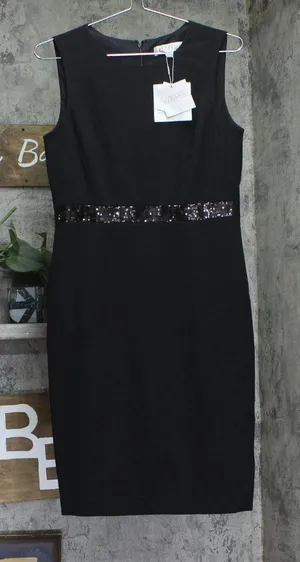 Kasper Womens Sheath Dress W/ Sequin Waistband Trim 10916477 Black 4 thumbnail 1