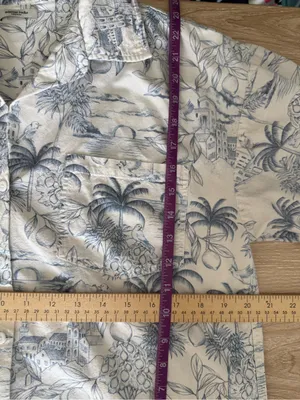 Mistress Rocks Medium White Garden Relaxed Shirt Boxy Fit Linen Resort Palm thumbnail 5