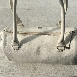 Vintage Y2K Kate Spade White Leather Barrel Satchel Handbag thumbnail 6