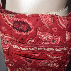 Vera Bradley Crossbody Handbag, "Mesa Red-2006", Zip Closure, Paisley Pattern thumbnail 3